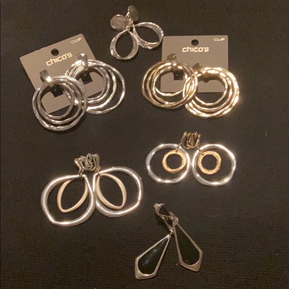 Designer Clip Drop Earrings - NEW - Six (6) pairs